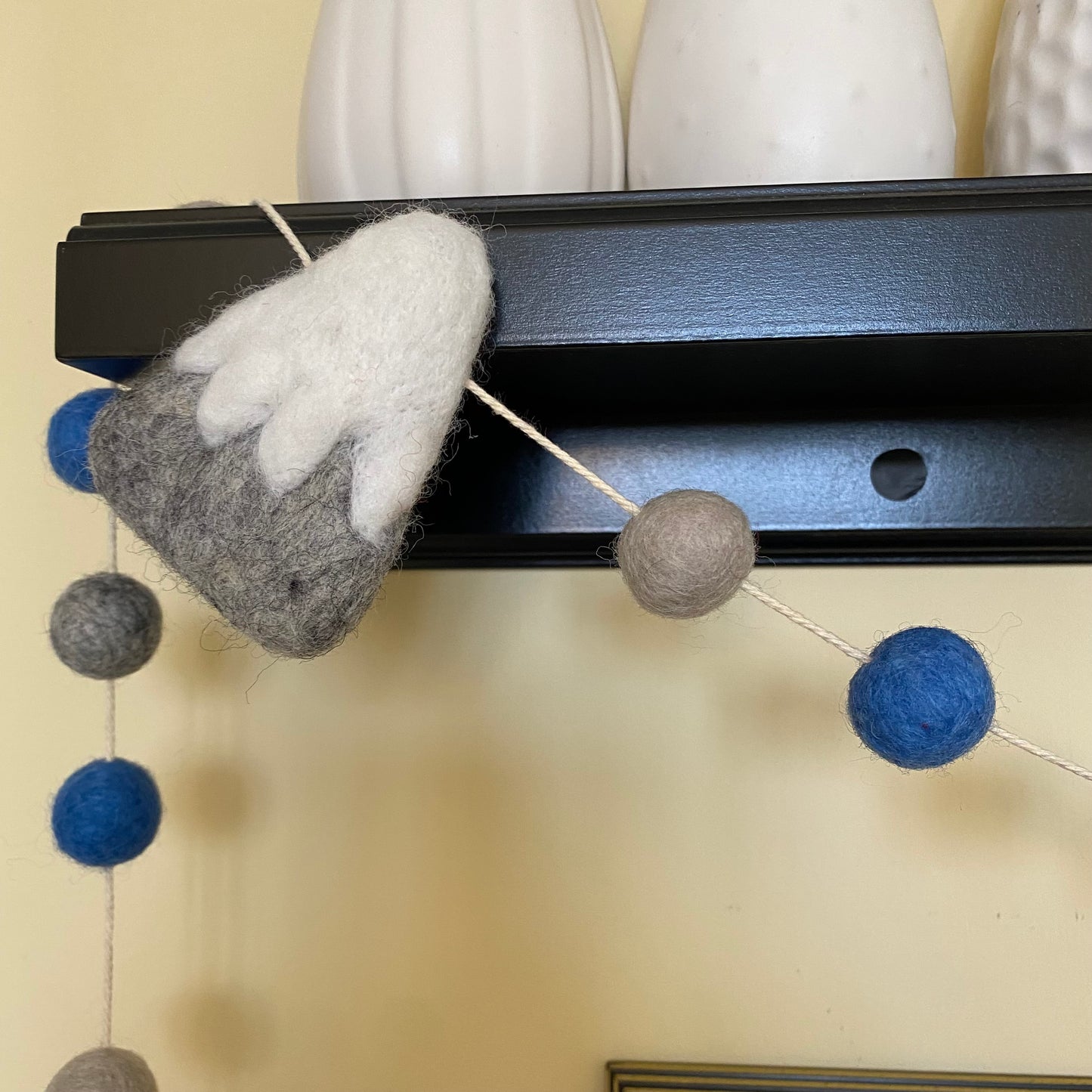 Mountain and Star Felt Garland Light Blue & Heather Grey