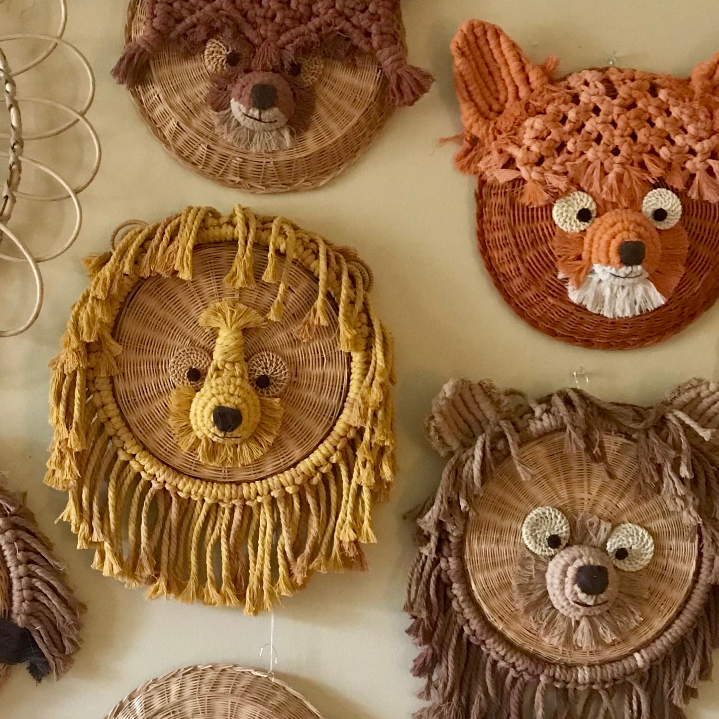 Macrame and Wicker Lion