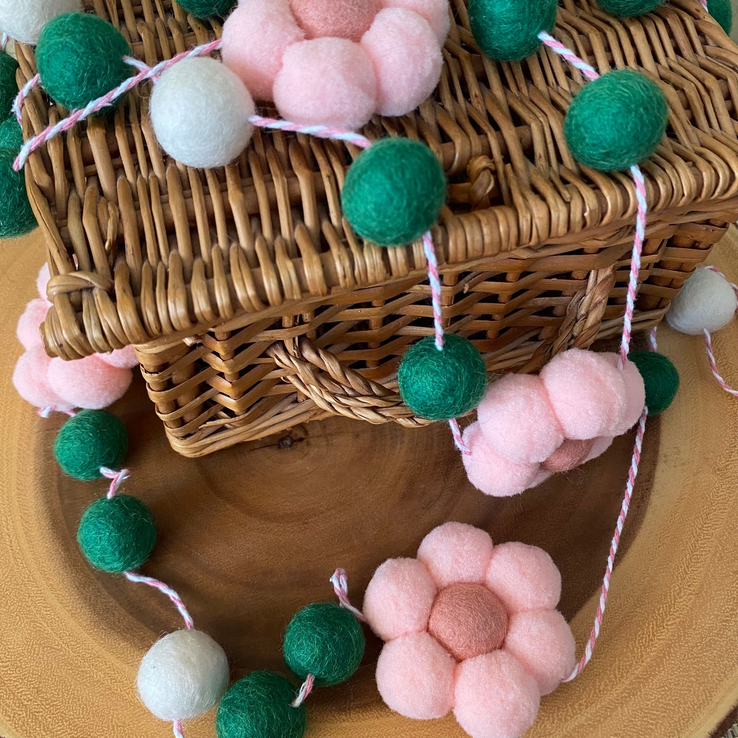Pink and Bright Green Flower Garland