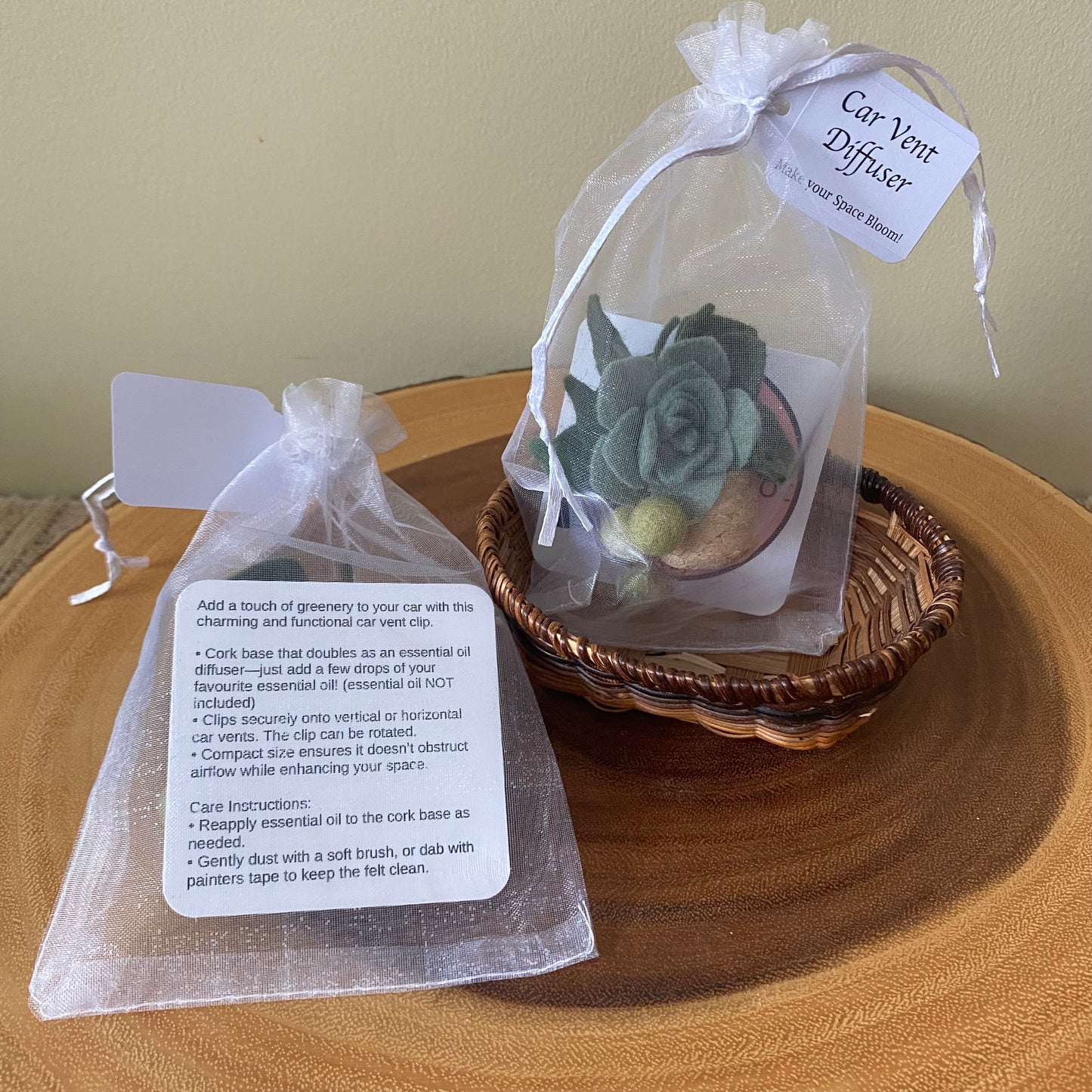 Car Vent Essential Oil Diffuser- Felt Succulent