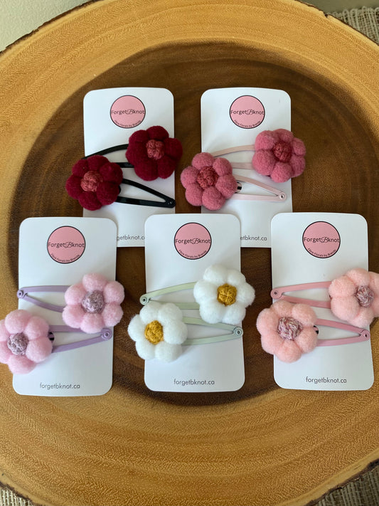 Handmade Macrame and Pompom Flower Hair Clip