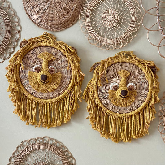 Macrame and Wicker Lion