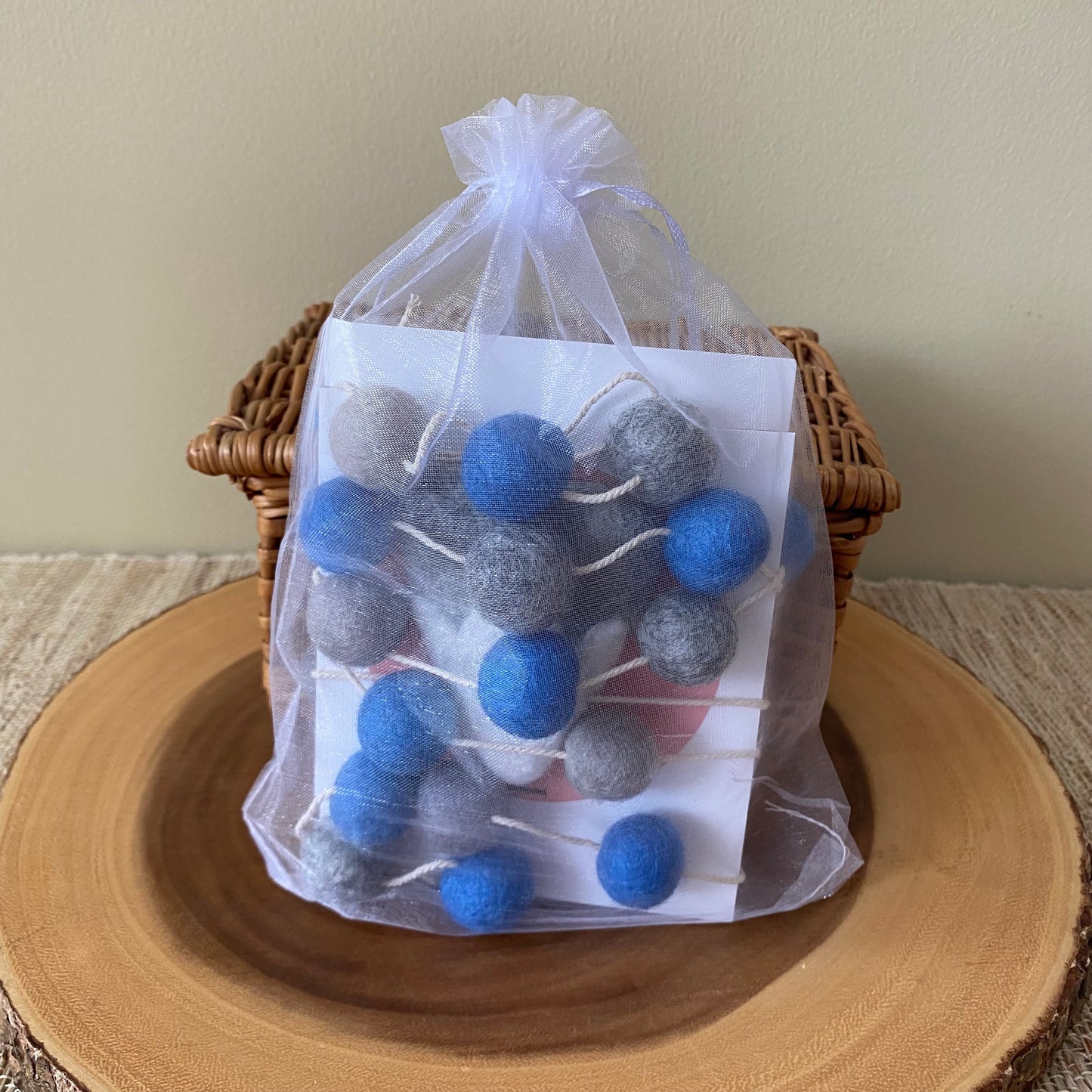 Mountain and Star Felt Garland Light Blue & Heather Grey