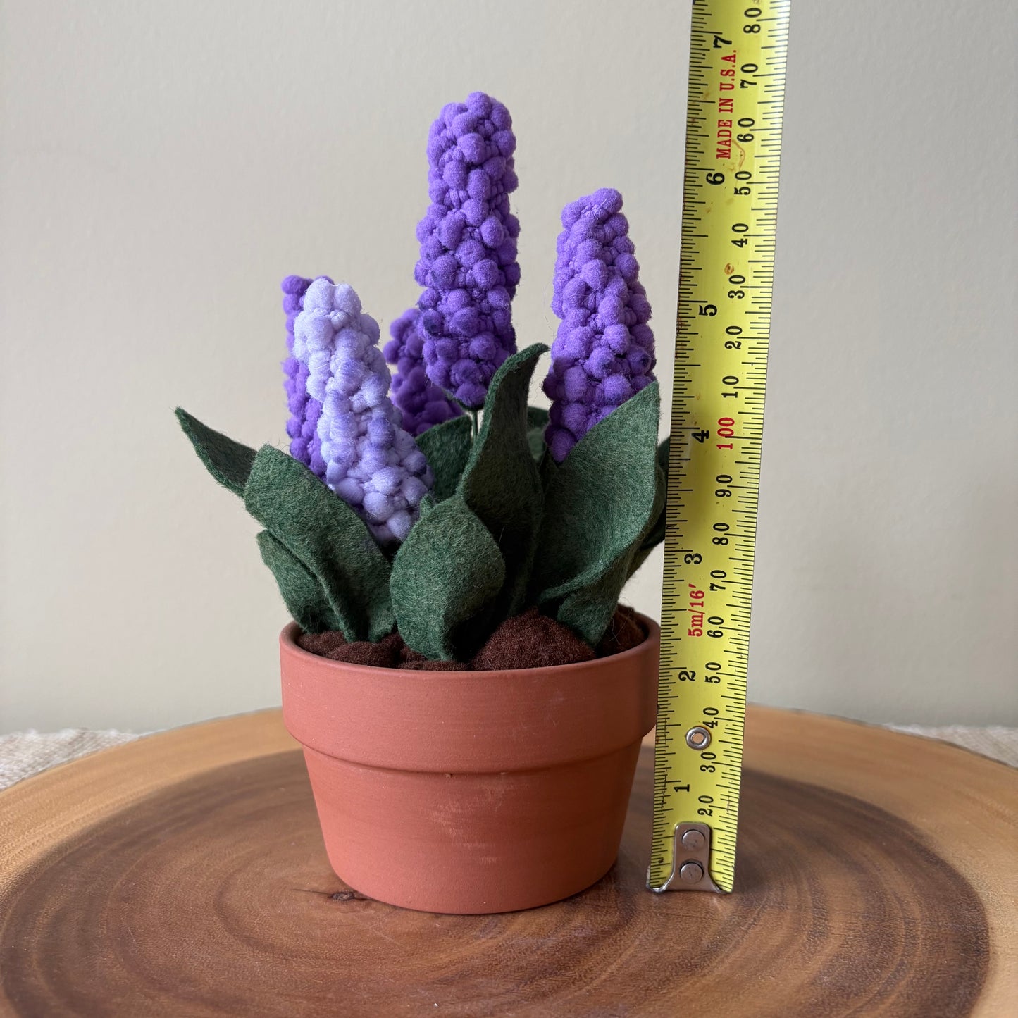 Handmade Felt & Fibre Grape Hyacinth in Terracotta Pot