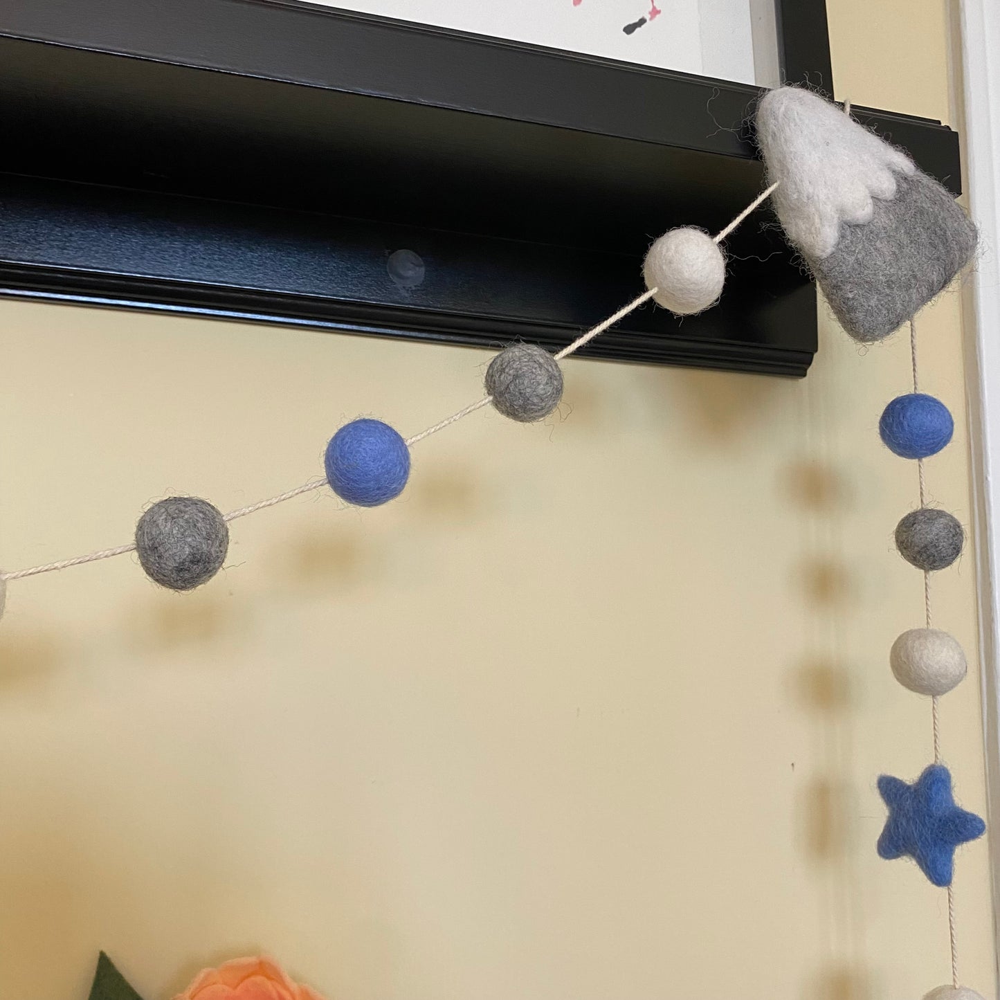 Mountain and Star Felt Garland Light Blue
