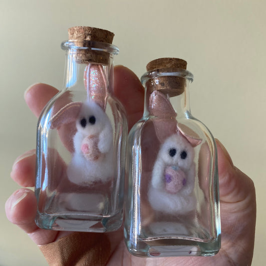 Needle Felted Bunny Boo in Glass Jar