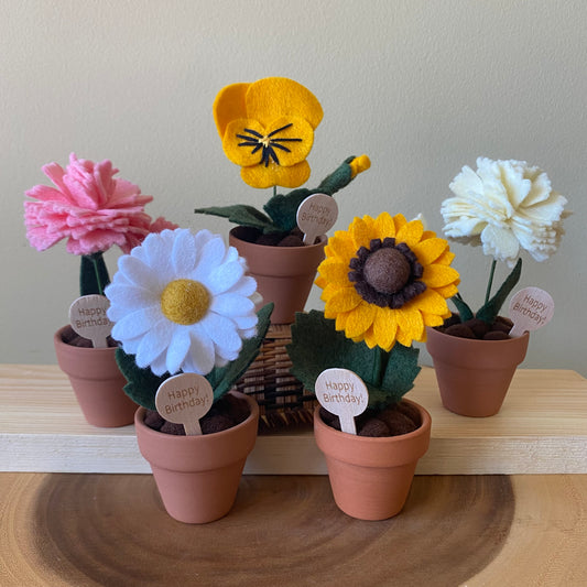 “Happy Birthday” Forever Felt Flower