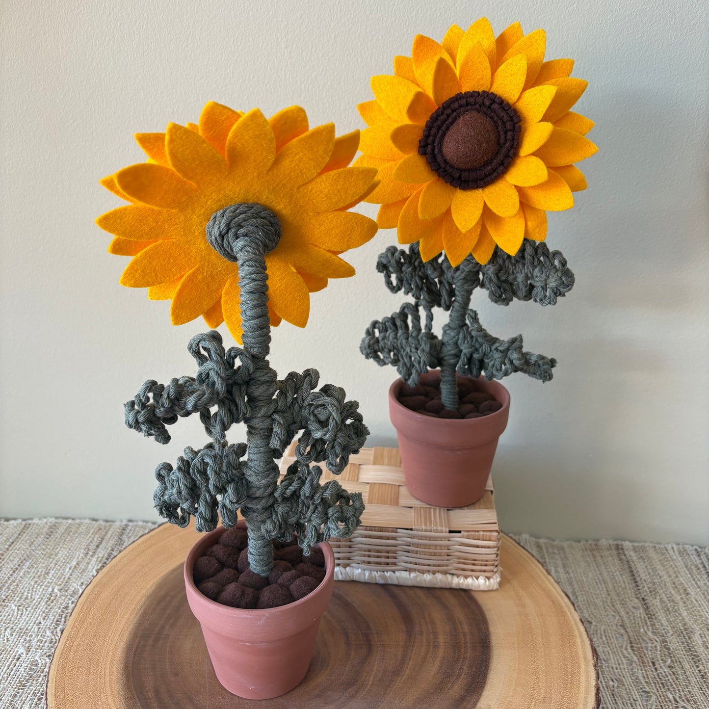 Tall Macrame and Felt Sunflower