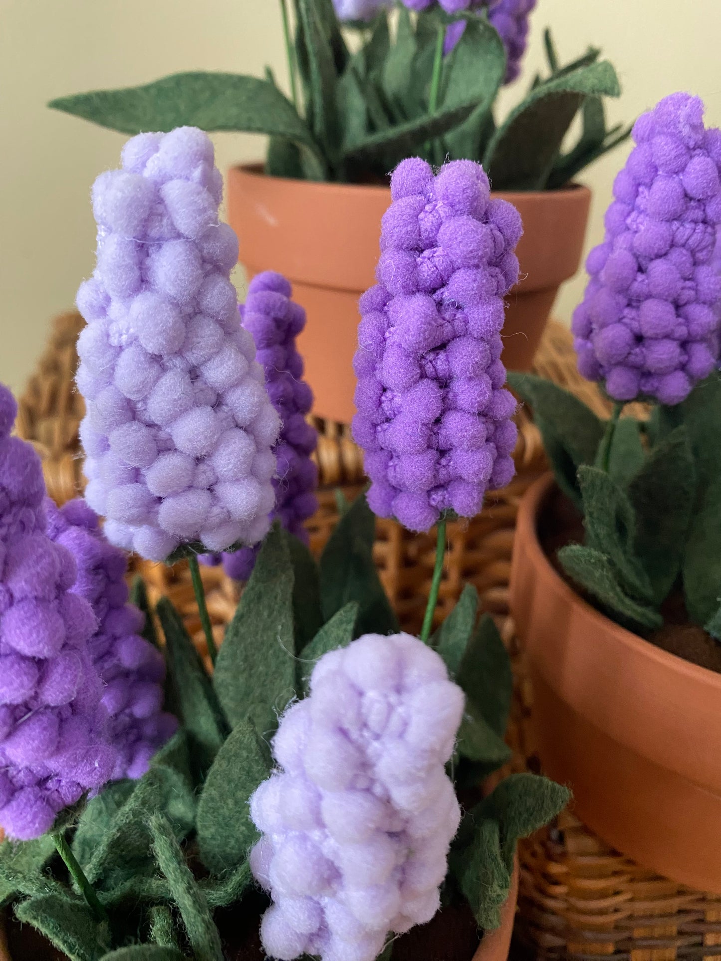 Handmade Felt & Fibre Grape Hyacinth in Terracotta Pot