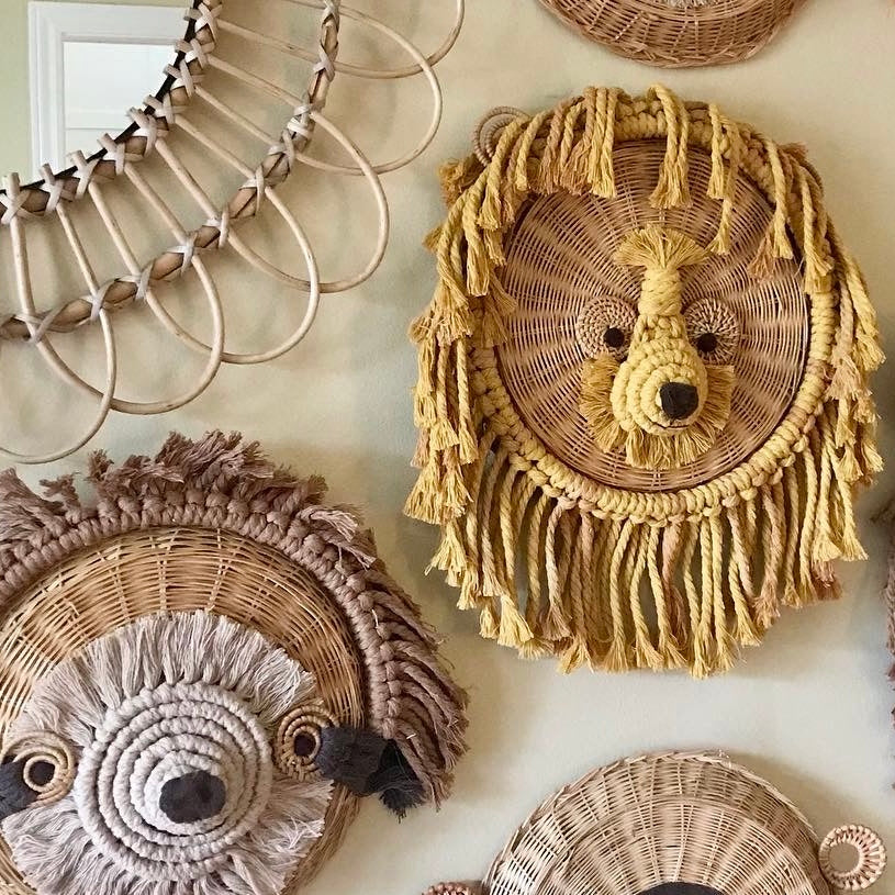 Macrame and Wicker Lion