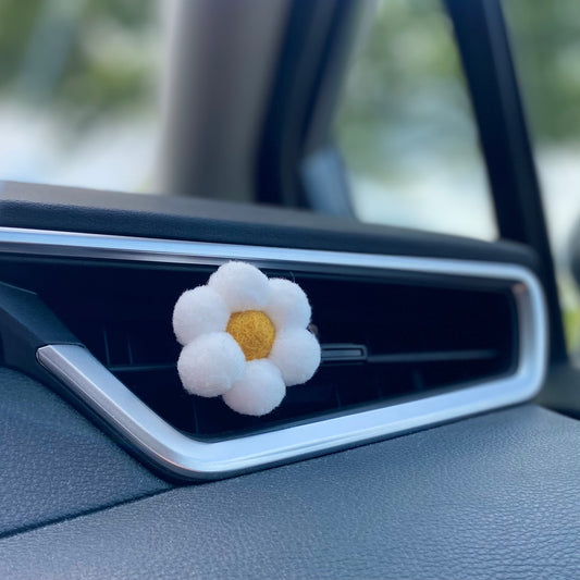 Car Vent Essential Oil Air Diffuser- Pompom & Felt Ball Flower