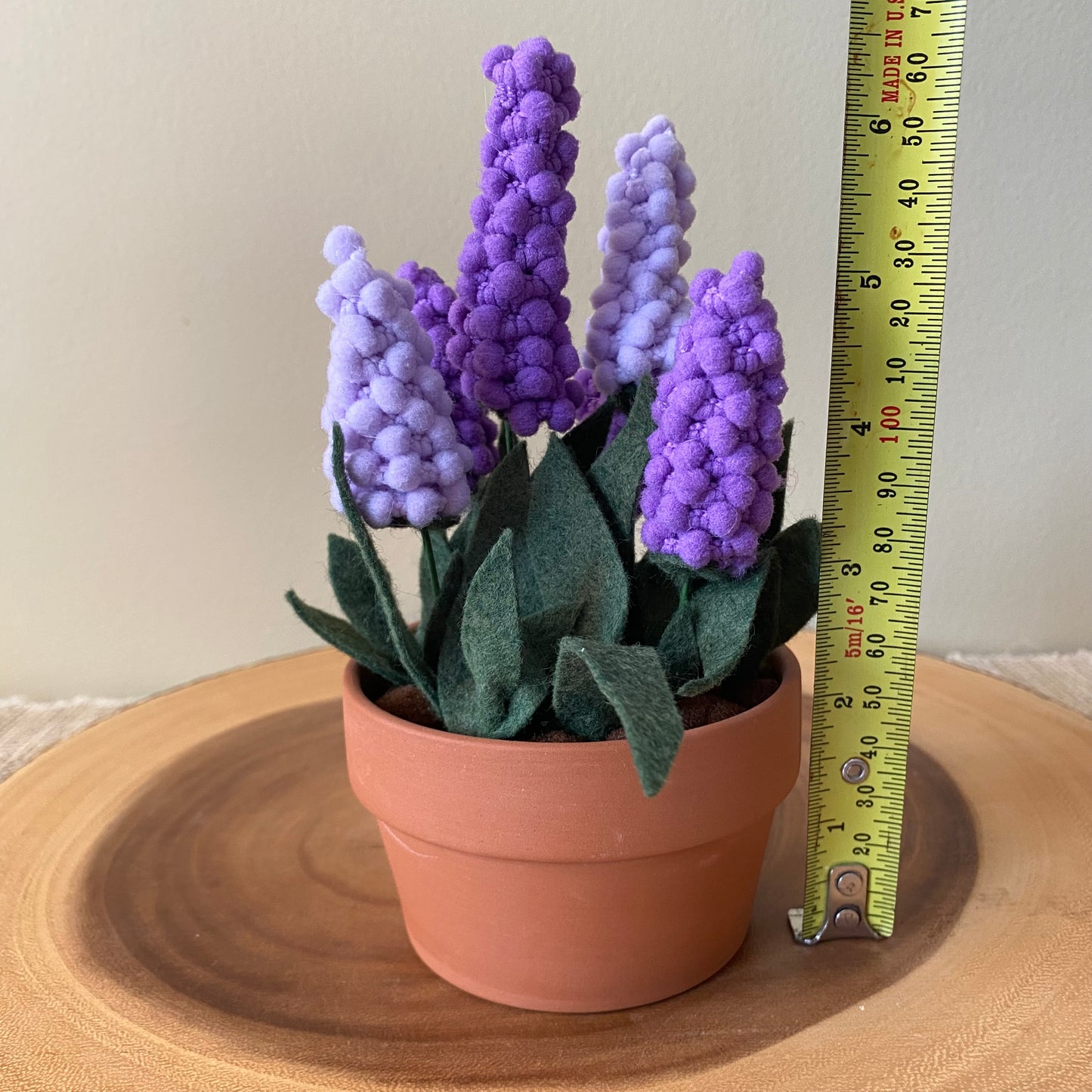 Handmade Felt & Fibre Grape Hyacinth in Terracotta Pot