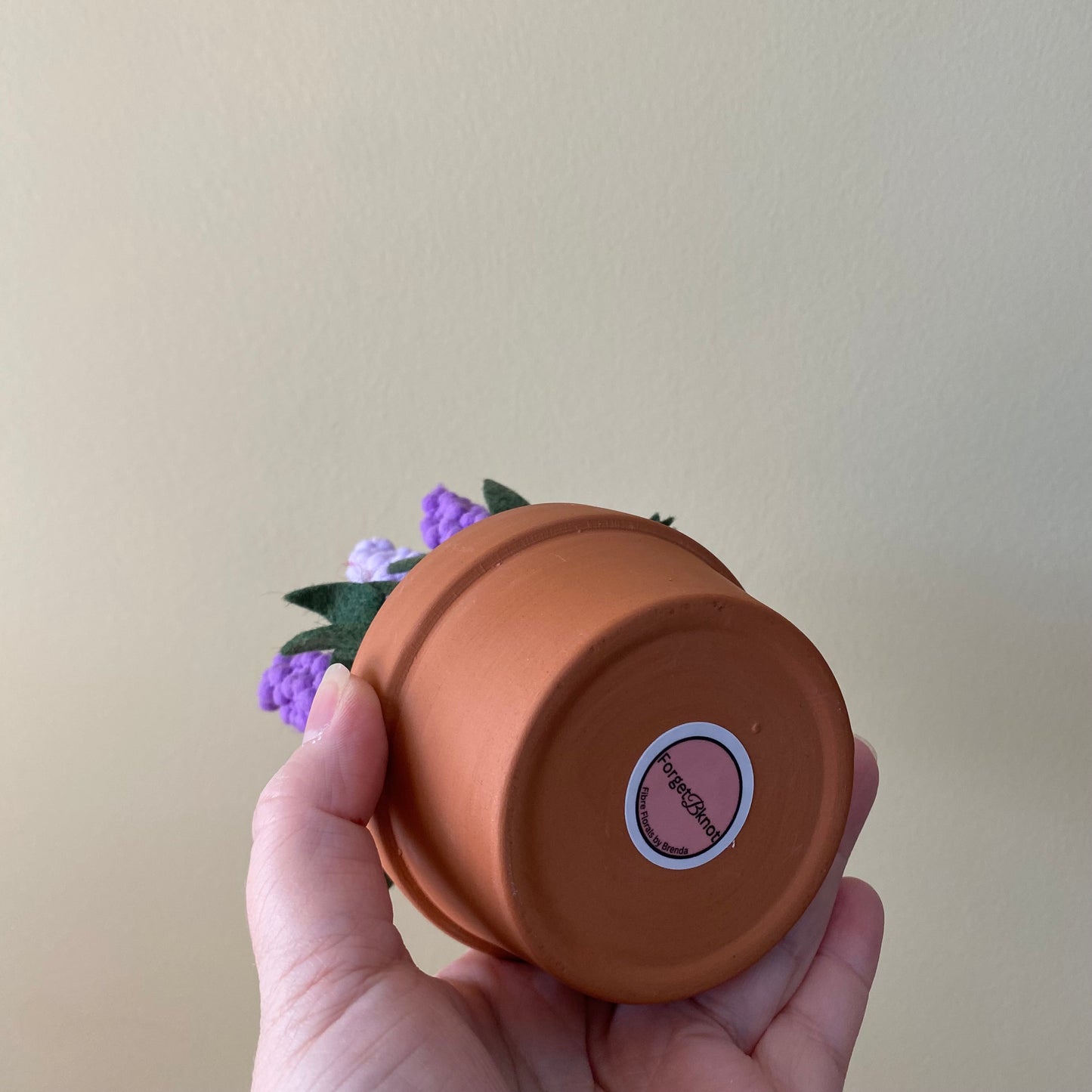 Handmade Felt & Fibre Grape Hyacinth in Terracotta Pot