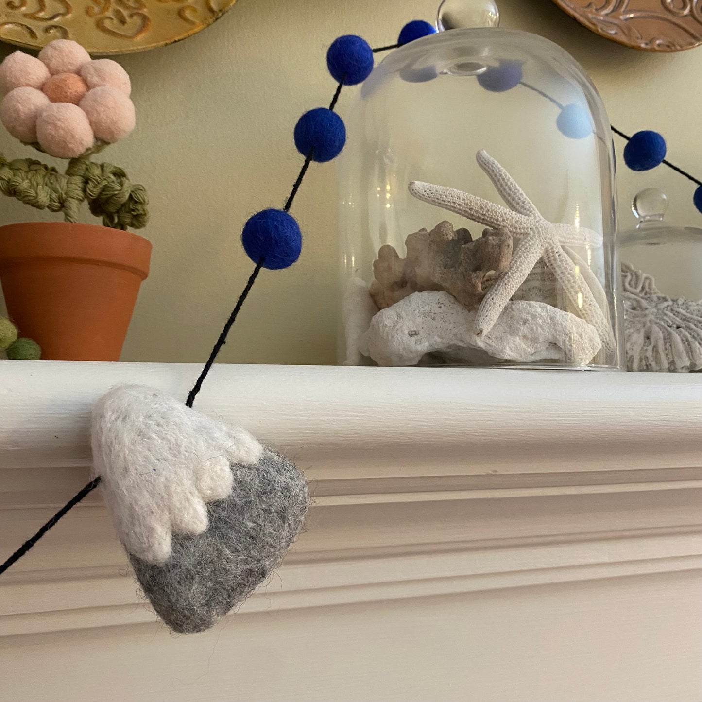 Dark Blue Mountain Felt Garland