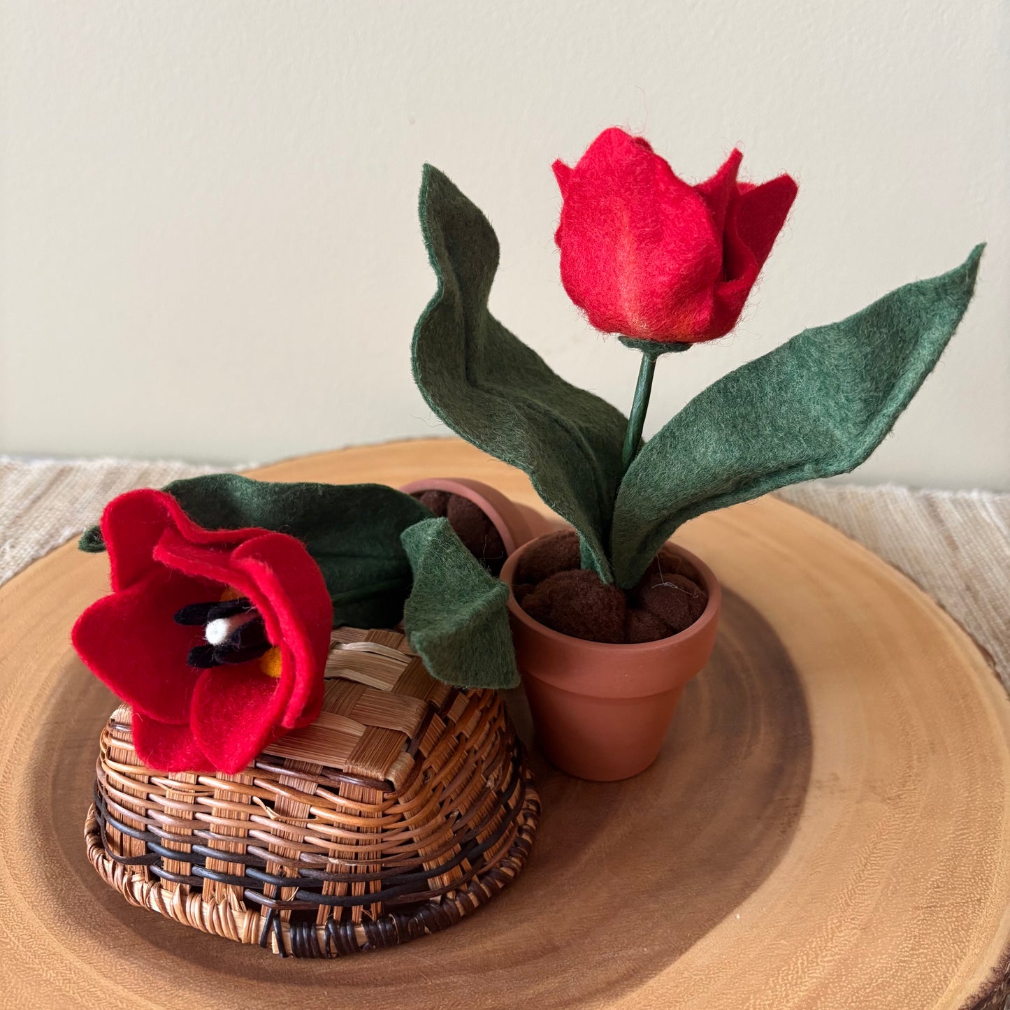 Handmade Felt Tulip in Terracotta Pot