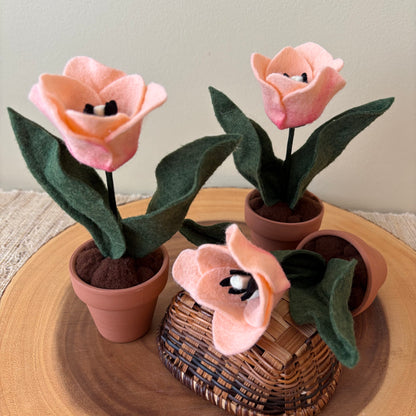 Handmade Felt Tulip in Terracotta Pot