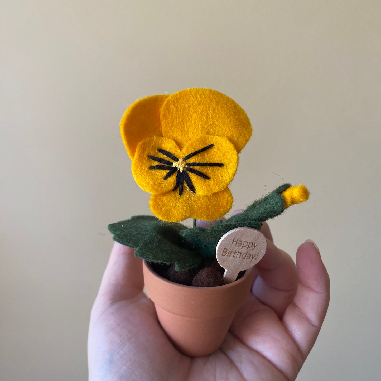 “Happy Birthday” Forever Felt Flower