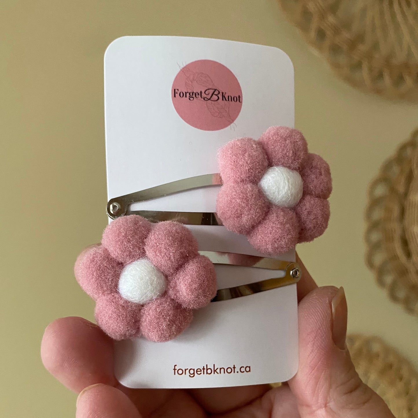 Handmade Pompom Flower Hair Clip