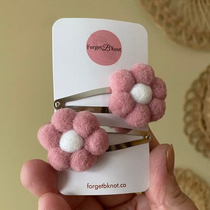 Handmade Pompom Flower Hair Clip