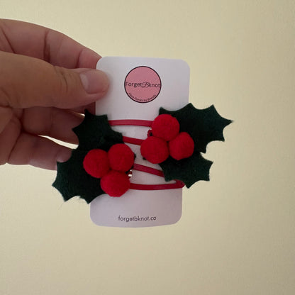 Holiday Holly Hair Clips