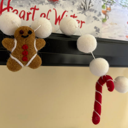 Felt Red Gingerbread Garland
