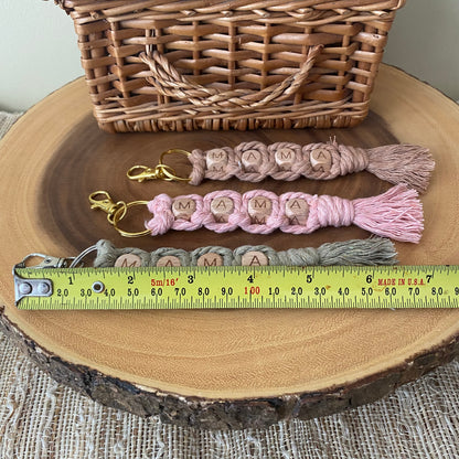 MAMA Macrame & Wooden Bead Keychain/ Bag Charm