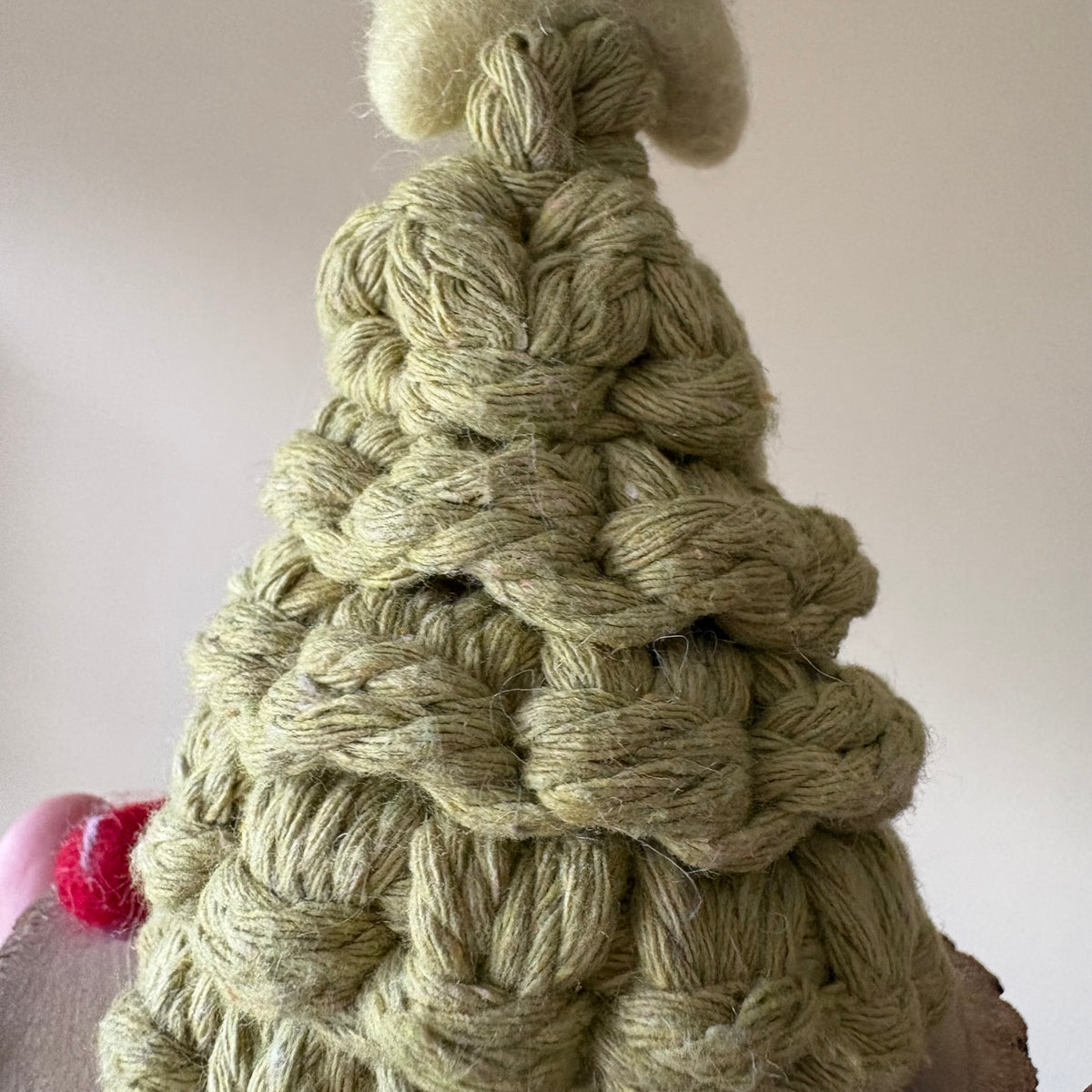 Macrame Tree with Felted Candy Cane