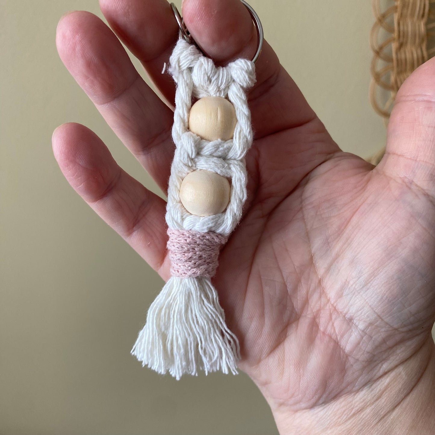 Macrame & Wooden Bead Keychain/ Bag Charm