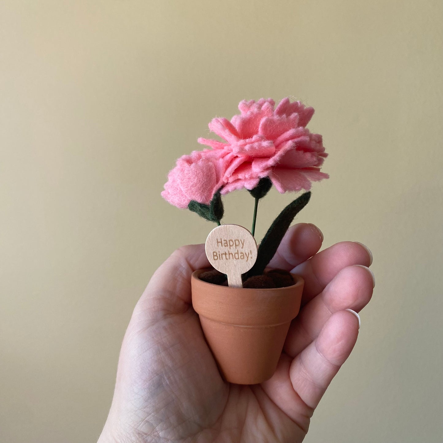 “Happy Birthday” Forever Felt Flower