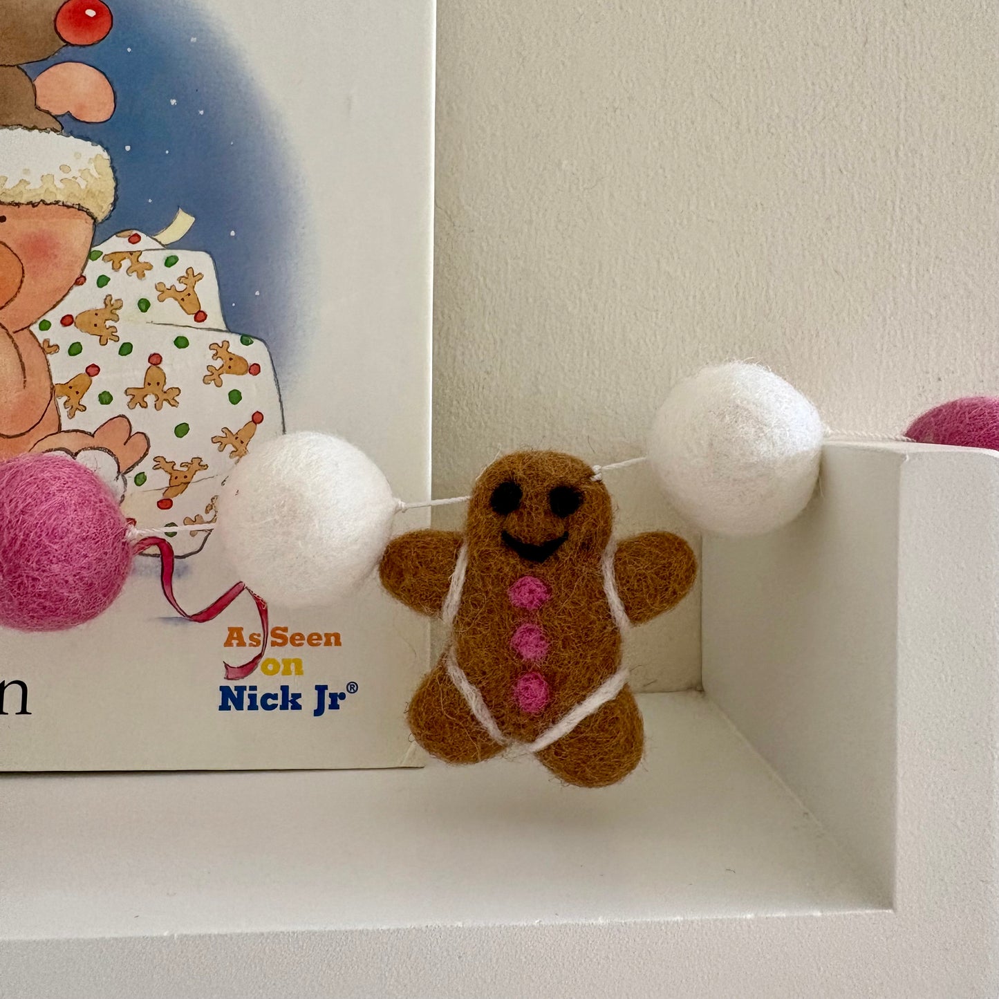 Felt Pink Gingerbread Garland