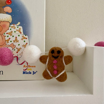 Felt Pink Gingerbread Garland