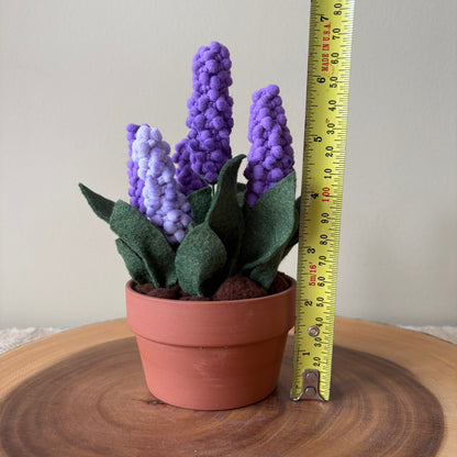 Handmade Felt & Fibre Grape Hyacinth in Terracotta Pot