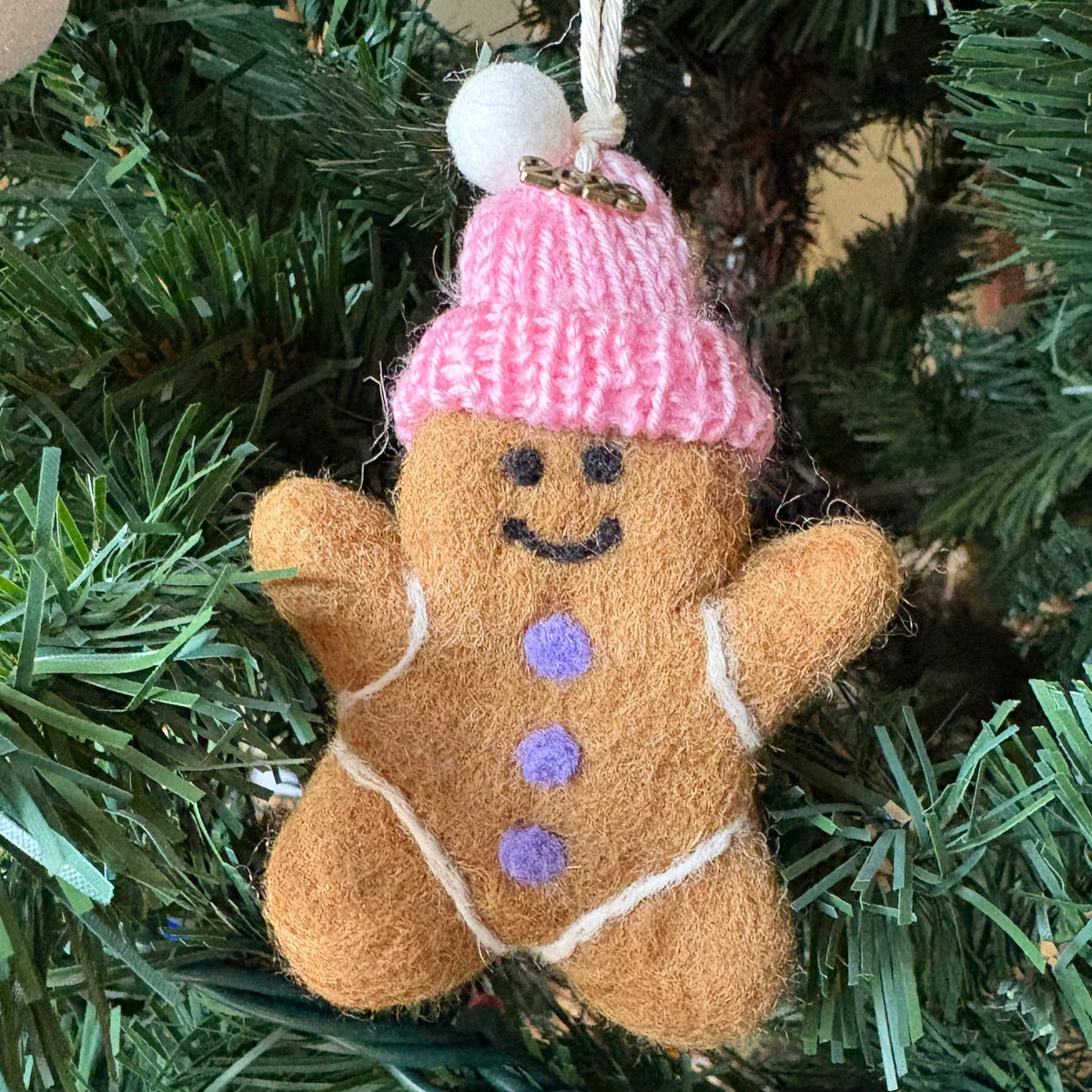 Felted Gingerbread Person Ornament