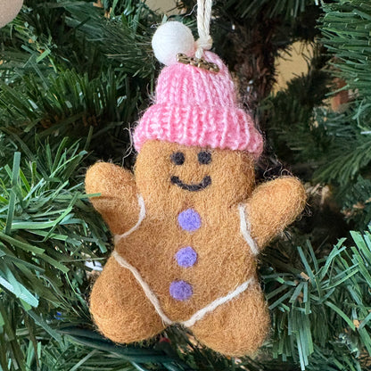 Felted Gingerbread Person Ornament