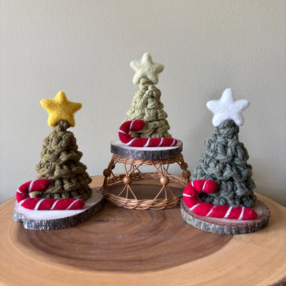 Macrame Tree with Felted Candy Cane