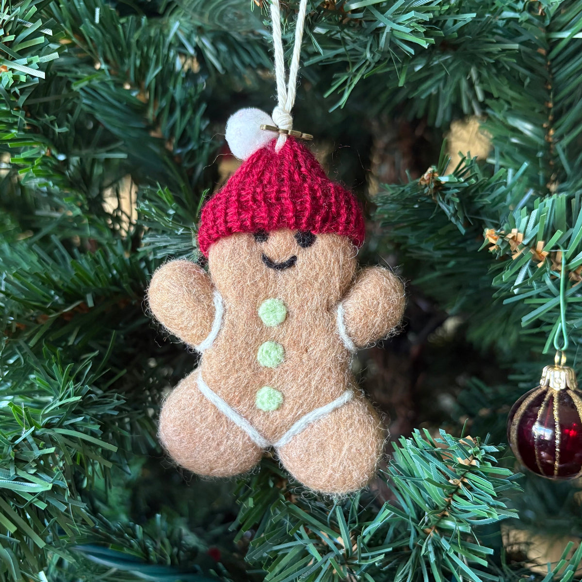 Felted Gingerbread Person Ornament