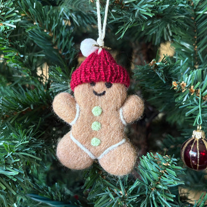 Felted Gingerbread Person Ornament