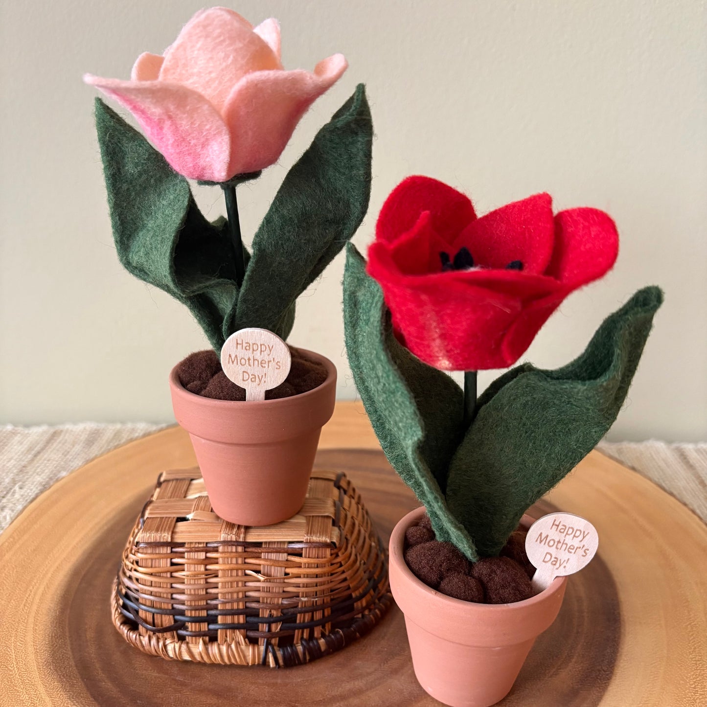 Handmade Felt Tulip in Terracotta Pot