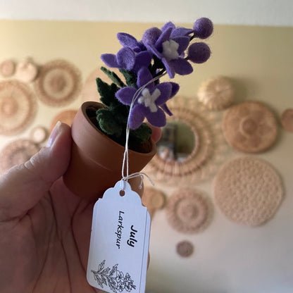 Larkspur: July Birth Month Felt Flower