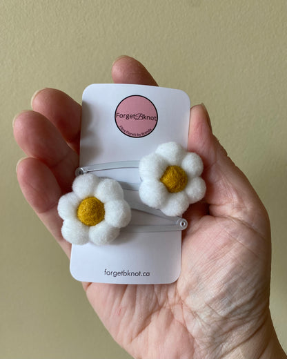 Handmade Macrame and Pompom Flower Hair Clip