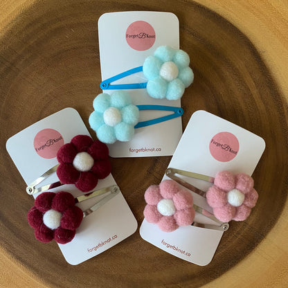 Handmade Pompom Flower Hair Clip