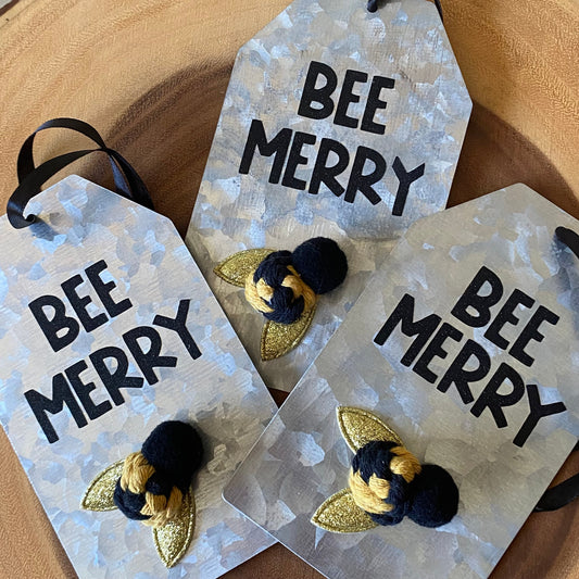 Metal Tag Ornament (Bee Merry)