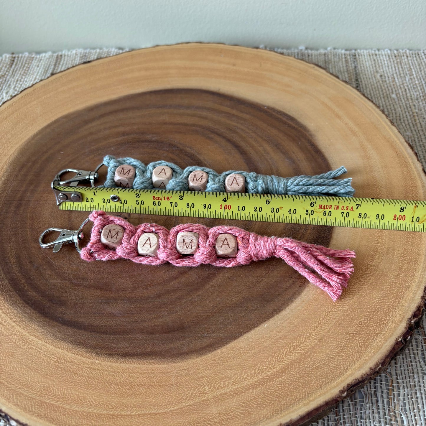 MAMA Macrame & Wooden Bead Keychain/ Bag Charm