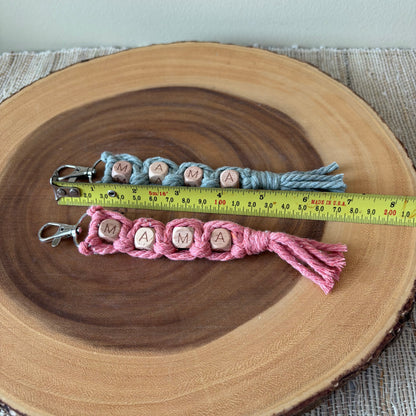 MAMA Macrame & Wooden Bead Keychain/ Bag Charm