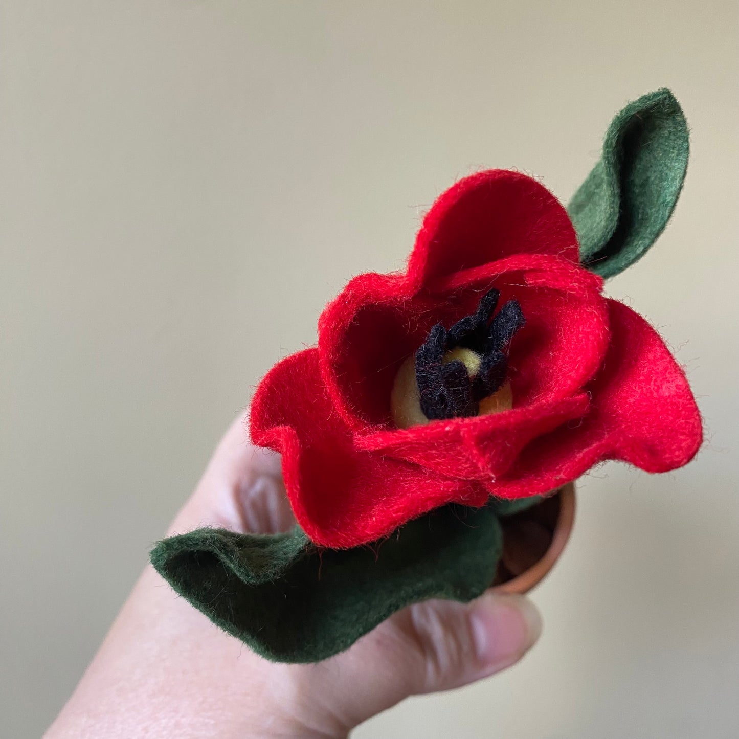 Handmade Felt Tulip in Terracotta Pot
