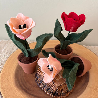 Handmade Felt Tulip in Terracotta Pot