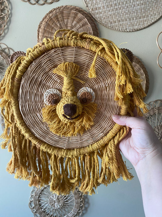 Macrame and Wicker Lion