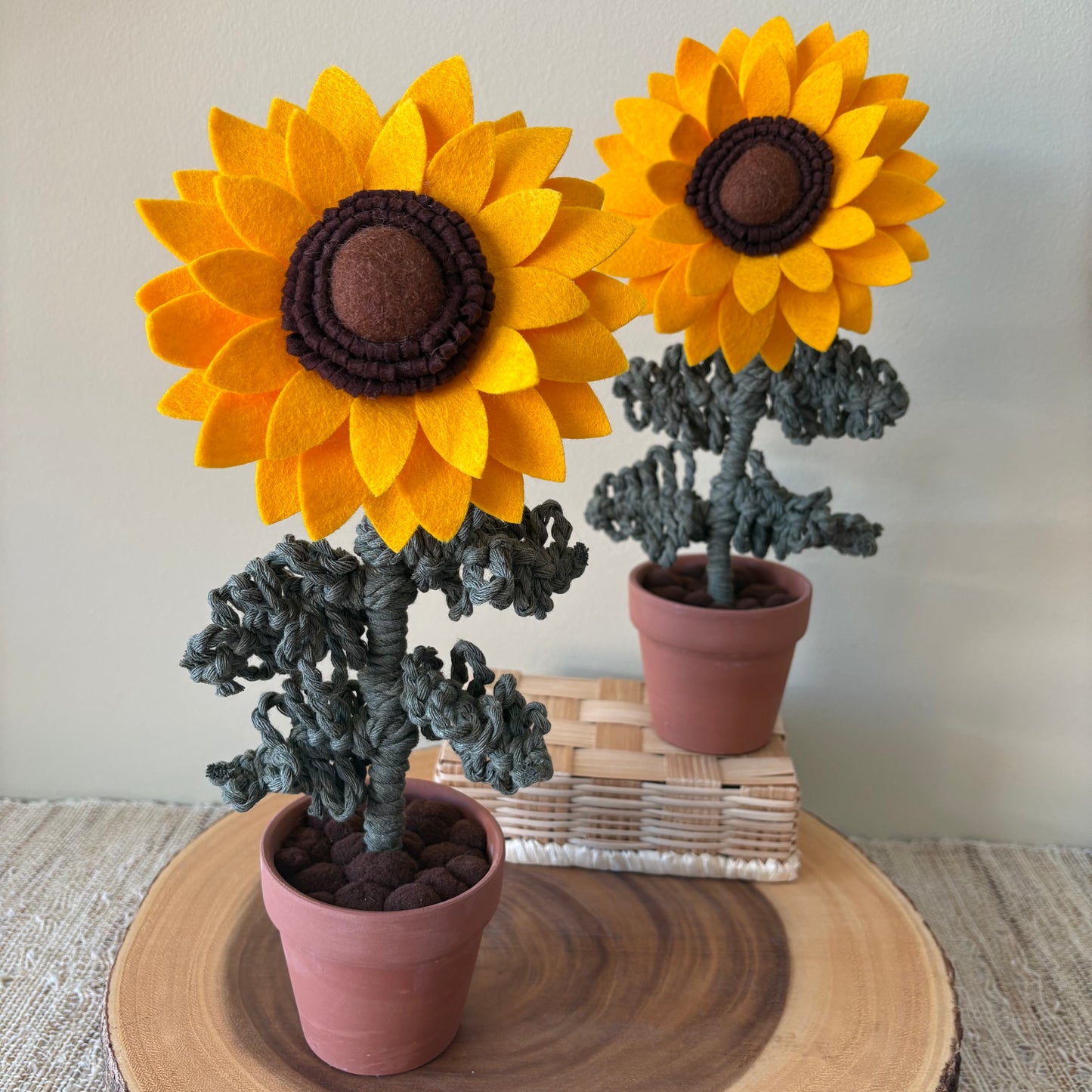 Tall Macrame and Felt Sunflower