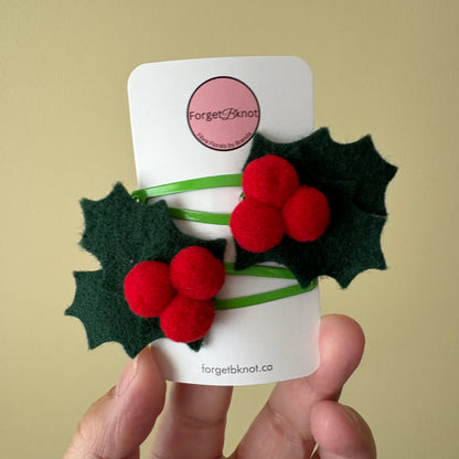 Holiday Holly Hair Clips