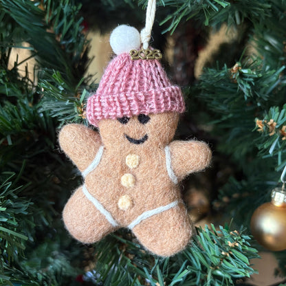 Felted Gingerbread Person Ornament